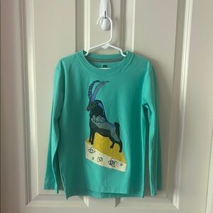 Tea Collection Teal Long Sleeve Shirt with Goat Design